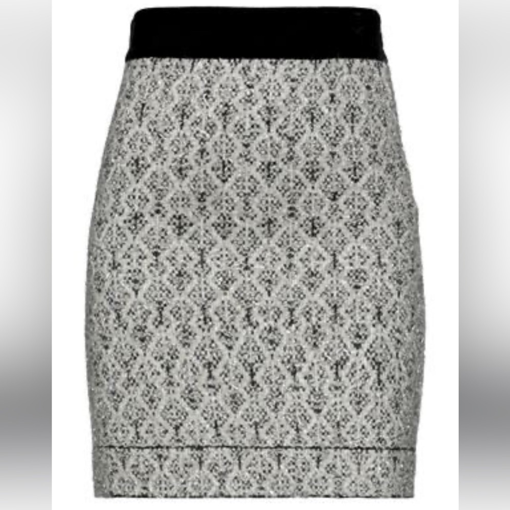 Sandro ivory black Jazz metallic jacquard knit mini skirt size 3/L - Picture 5 of 10
